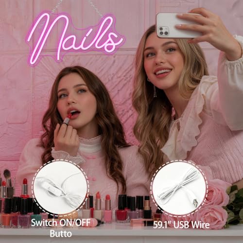 Nail Neon Sign Pink Neon Light for Nail Salon Beauty Room Decor - color: Colorful-A-nails