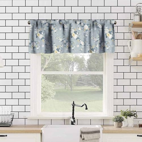 JESTRONRY Beautiful Floral Valance Curtain,Cute Spring Summer Flowers Rod Pocket Valance Window Treatments for Bedroom Kitchen Dining Room 54x18in - color: Beautiful Floral-3