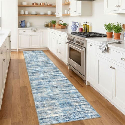 KOZYFLY Modern Runners for Hallways 2x10 Washable Kitchen Runner Rug - color: Blue Beige, size: 2' x 10' (Runner)