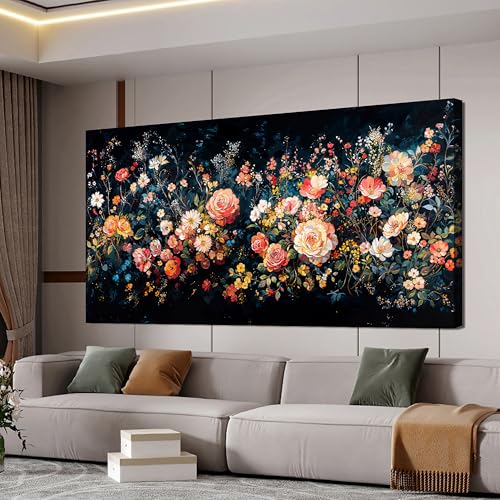 Canvas Wall Art Decorations Canvas Art Wall Decor Vintage Green Wall Art Decor Wall Pictures for Living Room Artwork for Walls Colorful Flower Wall Art Prints Bedroom Kitchen Wall Art Decor 20" X 40" - color: QLS-01E, size: 40"L x 20"W