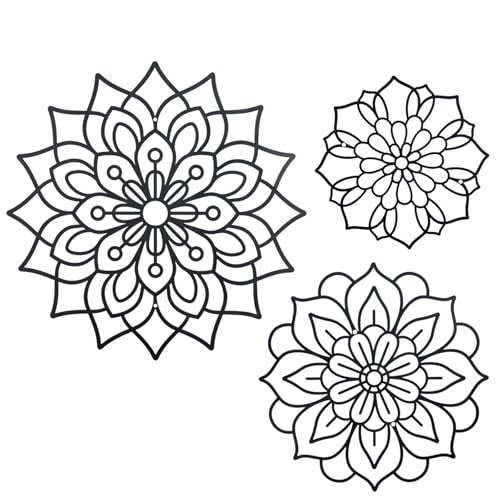 OYEFLY 3 Pieces Metal Flowers Wall Decoration,Flower Art Wall Decor Farmhouse Wall Decor (Black style2)