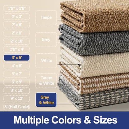 Dirt Trapping Door Mat 36"x60", Grey & White Faux Jute Entryway Rug - color: Grey & White, size: 3' x 5' (Rectangular)