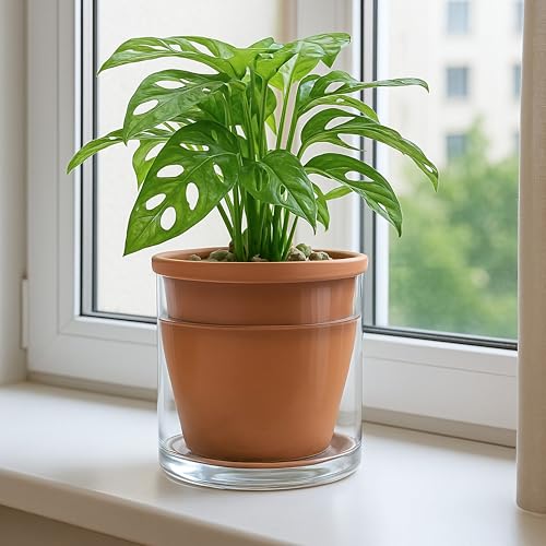 D'vine Dev Self Watering Terracotta Planter Pot, 6 in, 37-X-B-1 - color: Terracotta, size: 6 Inch