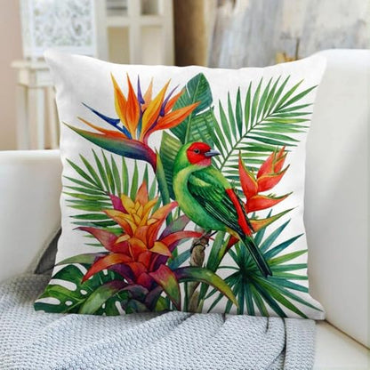 Throw Pillow Covers, Botanical Jungle, Set of 4, 18"x18" - color: Tropical Botanical