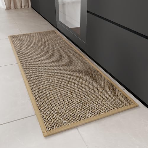 Hargiis Kitchen Rug, Rubber Non Slip Kitchen Rugs Washable, Absorbent Runner Mat for Floor, Machine Washable Standing Mats for in Front of Sink, Door, Laundry, Entryway, Entrance (Brown, 47" × 17.3") - color: Brown, size: 1'5" x 3'11" (Rectangular)