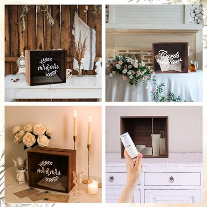 OurWarm Brown Wooden Wedding Card Box for Reception with Acrylic Window - color: Brown