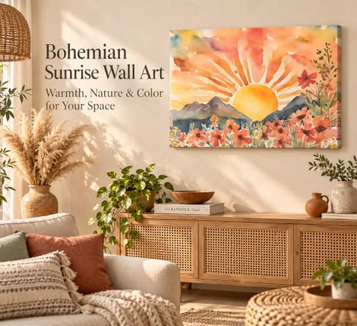 SXHANJXT Boho Sun Canvas Wall art - color: Sunrise-Canvas, size: 36"L x 24"W