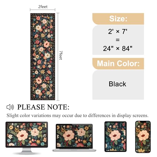 DUKINO 2x7 Runner Rug for Hallway, Washable Runner Rug Non Slip, Black - color: Black, size: 2' x 7' (Rectangular)