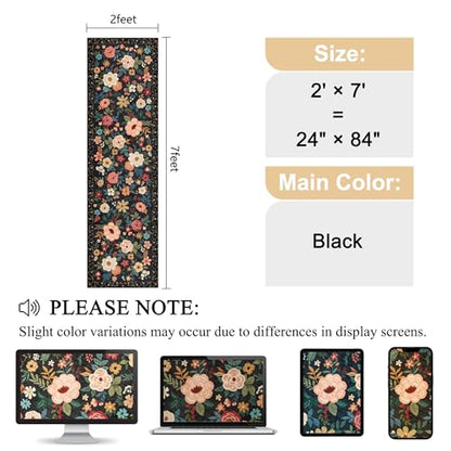 DUKINO 2x7 Runner Rug for Hallway, Washable Runner Rug Non Slip, Black - color: Black, size: 2' x 7' (Rectangular)