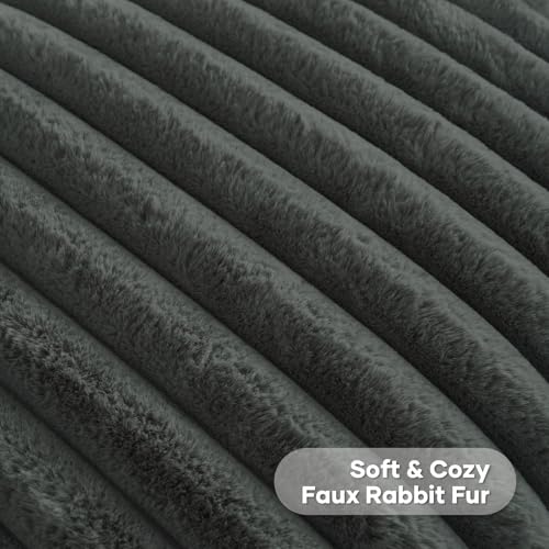 FUTEI Pack of 2 Faux Fur Throw Pillow Covers 12x20 Inch, Dark Grey - color: Dark Grey, size: 20" x 12" (Pack of 2)