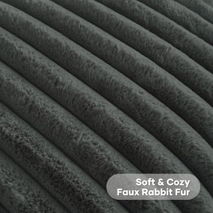 FUTEI Pack of 2 Faux Fur Throw Pillow Covers 18x18 Inch, Dark Grey - color: Dark Grey, size: 18" x 18" (Pack of 2)