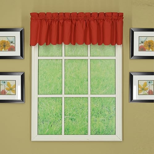 Today's Curtain, Orleans Scallop Curtain, Brick Red Valance, 60" W x 12" L, Brick Red - color: Brick Red, size: 60"W x 12"L (Pack of 1)