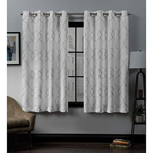 Exclusive Home Belmont Embroidered Room Darkening Blackout Grommet Top Curtain Panel Pair, 52"x63", Winter - color: Winter, size: 52"W x 63"L (Pack of 2)