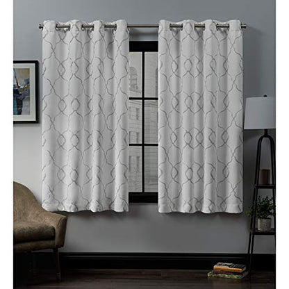 Exclusive Home Belmont Embroidered Room Darkening Blackout Grommet Top Curtain Panel Pair, 52"x63", Winter - color: Winter, size: 52"W x 63"L (Pack of 2)