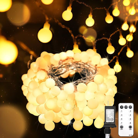 suddus 76ft Connectable Globe String Lights Plug in Remote Warm White | 200 Led Hanging Fairy Lights with Timer,String Lights for Bedroom, Dorm, Classroom,Indoor,Outdoor Decor - color: Warm White, size: 200LED Plug