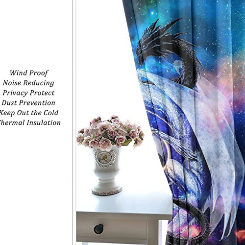 Cool Japanese Dragon Blackout Curtains for Bedroom,Fantasy Galaxy Cloud Black White Dragon Yin Yang Room Darkening Window Curtains with Grommets - 2 Panels 45L x 21W - color: Cool Japanese Dragon, size: 42"W x 45"L (Pack of 1)