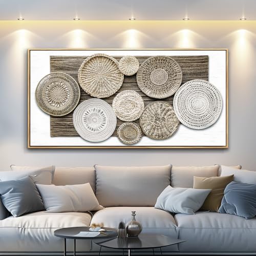 FUHAIHUA Canvas Wall Art for Living Room Large Wall Decor for Office Bedroom Decorations Bohemian Woven Plate Landscape Pictures Abstract Painting Artwork Wall Mural Aesthetic Home Decor 30x60 in - color: Bohemian Woven Plate Decor Canvas Wall Art, size:
