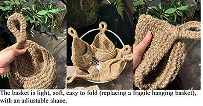 Small Jute Hanging Wall Basket, Handmade Planter for 3- Inch Plant Pots