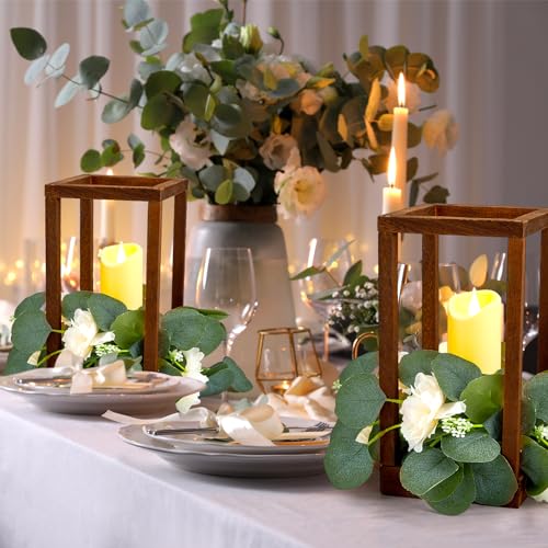 Sabary 5 Sets/ 15 Pcs Wooden Lantern LED Candles Wedding Centerpiece