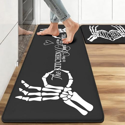 Kitchen Rugs for Floor 2 Pcs Memory Foam Padded Anti Fatigue Kitchen Mat - color: Black