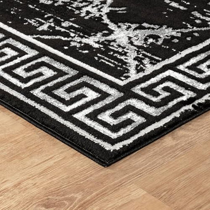 GLORY RUGS Area Rugs Marble 2x7 Black Gray Carpet Modern Abstract Rug Living Room Dining Bedroom Rug - color: Black Gray, size: 2' x 7' (Rectangular)