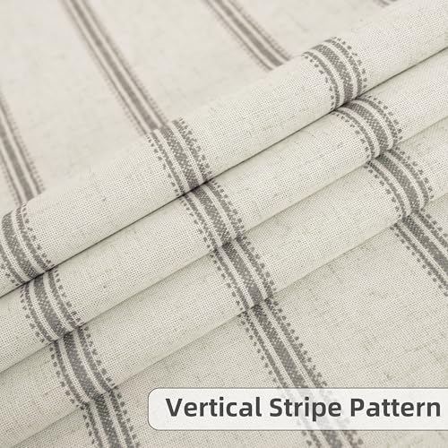 DriftAway Farmhouse Linen Stripe Blackout Curtains, W52xL36, Gray - color: G Gray Stripe, size: 52"W x 36"L (Pack of 2)