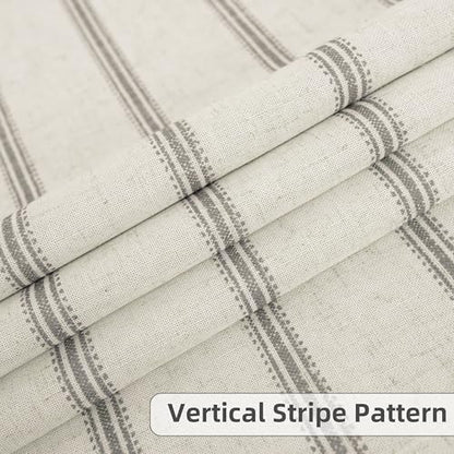DriftAway Farmhouse Linen Stripe Blackout Curtains, W52xL36, Gray - color: G Gray Stripe, size: 52"W x 36"L (Pack of 2)