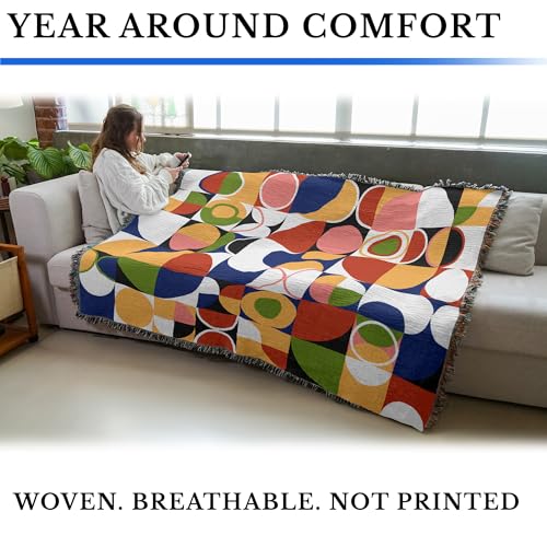 Pure Country Weavers Bauhaus Retro Blanket - Mid Century Modern - Gift Tapestry Throw Woven from Cotton - Made in The USA (72x54) - color: Bauhaus Retro, size: 72x54