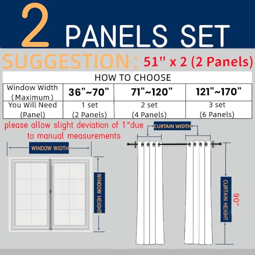 Amidoudou 1 Pair European Curtains with Valance Attached Double Layer Curtains for Living Room Bedroom (Blue,51x90 Inch) - color: Blue, size: 51"W x 90"L (Pack of 2)