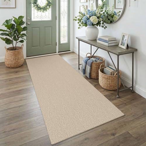 EARTHALL Washable Runner Rug, Non Slip Walkway Runner, 3x7 Ft, Sand/Beige - color: Sand/Beige, size: 3' x 7' (Rectangular)