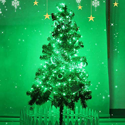 RUICHEN Fairy Lights Plug in, 33 Ft 100 LED Silver Wire Lights, Green - color: Green