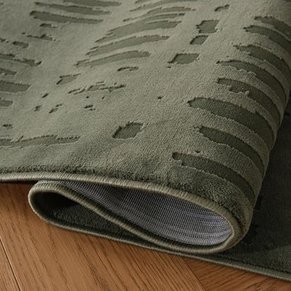 Revival Rugs Shell 7'x9' Area Rugs - Washable, Medium Pile, Green - color: Green, size: 6'7" x 9' (Rectangular)