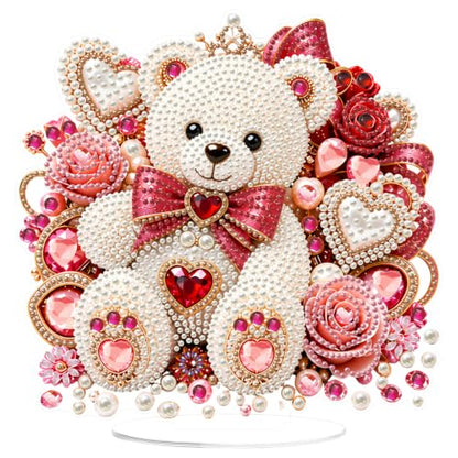 Yunzlly Stand Up Diamond Art Painting Kit, Desktop Gem Painting Ornament Kit for Adults, Tabletop Acrylic Diamond Board Painting (Bear) - color: Bear