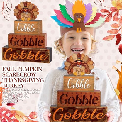 4 Pcs Thanksgiving Decor for Home Turkey Cute Wooden Sign with Sayings - style: Turkey