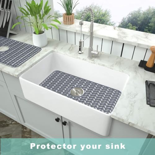 AWOKE Sink Protectors for Kitchen Sink 26x14in Center Drain Sink Mat - size: 26 x 14 Center Drain