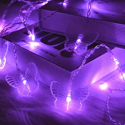 Butterfly Curtain Fairy Lights USB Plug in,8 Modes 120 LED 19.7FT Firefly Twinkle Timer String Lights with Remote, Waterproof Copper Wire for Bedroom Patio Christmas Wedding Party Dorm (Purple) - color: Purple