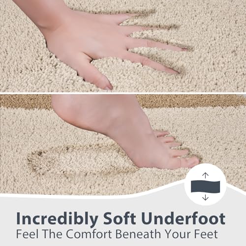 anllugs Bathroom Rugs, 30" x 60" Soft Bath Rugs, Beige & Grayish Brown - color: Beige & Grayish Brown, size: 30" X 60"