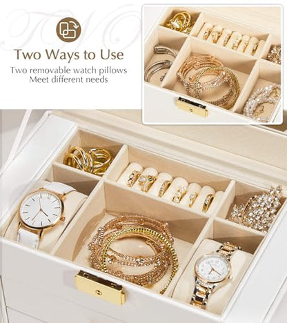 Homde Jewelry Box Large for Women: 6 Layers Organizer with 5 Drawers - color: White