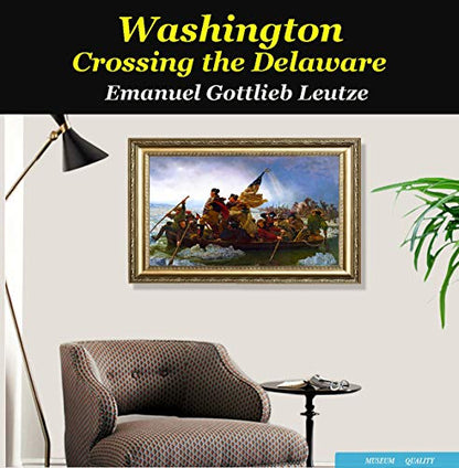 ELITEART- Washington Crossing the Delaware By Emanuel Gottlieb Leutze Oil Painting Reproduction Giclee Wall Art Canvas Prints-Framed Size:24 1/2" x 34 1/2" - color: Framed(SF802), size: 34.5"L x 24.5"W