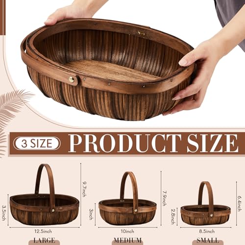 Sintuff 6 Pcs Wicker Baskets with Handles, 3 Sizes,Coffee - color: Coffee