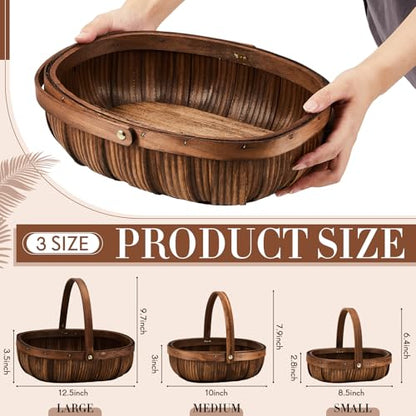 Sintuff 6 Pcs Wicker Baskets with Handles, 3 Sizes,Coffee - color: Coffee