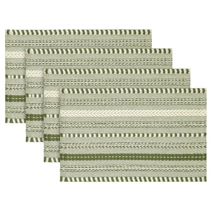 Artoid Mode Army Green Woven Braided Stripe Placemats Set of 4-12x18 Inch - color: Army Green, size: 12" x 18", 4 Pcs
