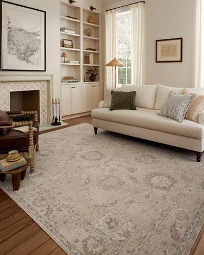 Loloi Chris Loves Julia Louisa Oatmeal/Slate 5'-3" x 7'-6" Area Rug - color: Oatmeal / Slate, size: 5'3" x 7'6" (Rectangular)