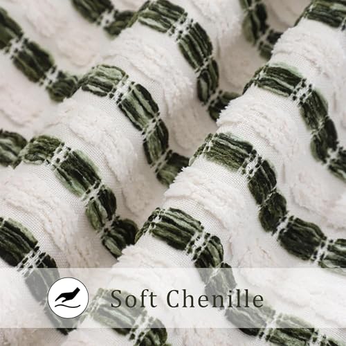 LUOYEHK Striped Throw Pillow Covers Dark Green and Beige 12x20Inch Set of 2 - color: Green and Beige, size: 20" x 12" (Pack of 2)