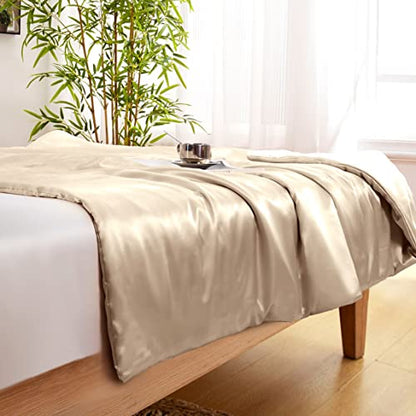 Vonty Taupe Satin Throw Blanket 60x80In, Cooling Silky Wrinkle-Free - color: Taupe, size: 60" x 80"