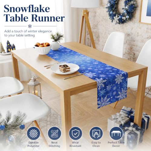 Christmas Decorations - Blue and White Winter Snowflake Table Runner - color: Christmas Snowflake