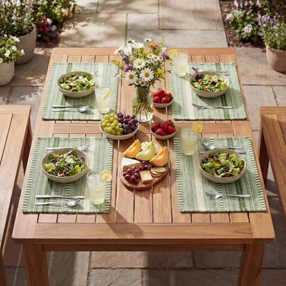 Artoid Mode Army Green Woven Braided Stripe Placemats Set of 6-12x18 Inch - color: Army Green, size: 12" x 18", 6 Pcs