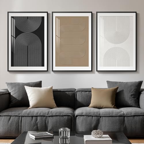 Framed Boho Neutral Abstract Wall Art Set, 3 Piece Canvas Prints, 16x24 In - color: Boundless Lines（Plexiglass）, size: 16" W x 24" H x 3Pcs