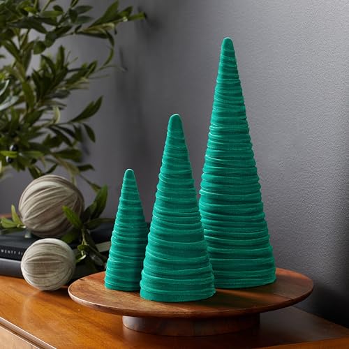 Your Heart's Content Green Velvet Trees Set of 3 (Green) - color: Green