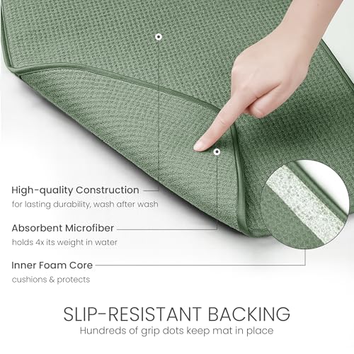 Bellemain Dish Drying Mat, Drying Matt Kitchen Counter, 17" x24"- Green - color: Green, size: 17" x 24"